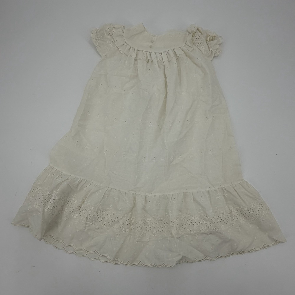 Vintage HANDMADE VINTAGE BABY WHITE EYELET BAPTISM CHRISTENING DRESS/GOWN 12-18M